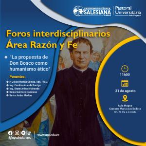 Afiche promocional de los Foros: La propuesta de Don Bosco como humanismo ético